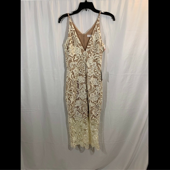 NEW Dress the Population‎ 'Marie' Lace Midi Dress in Ivory/Nude [SZ Small ] - Picture 3 of 8